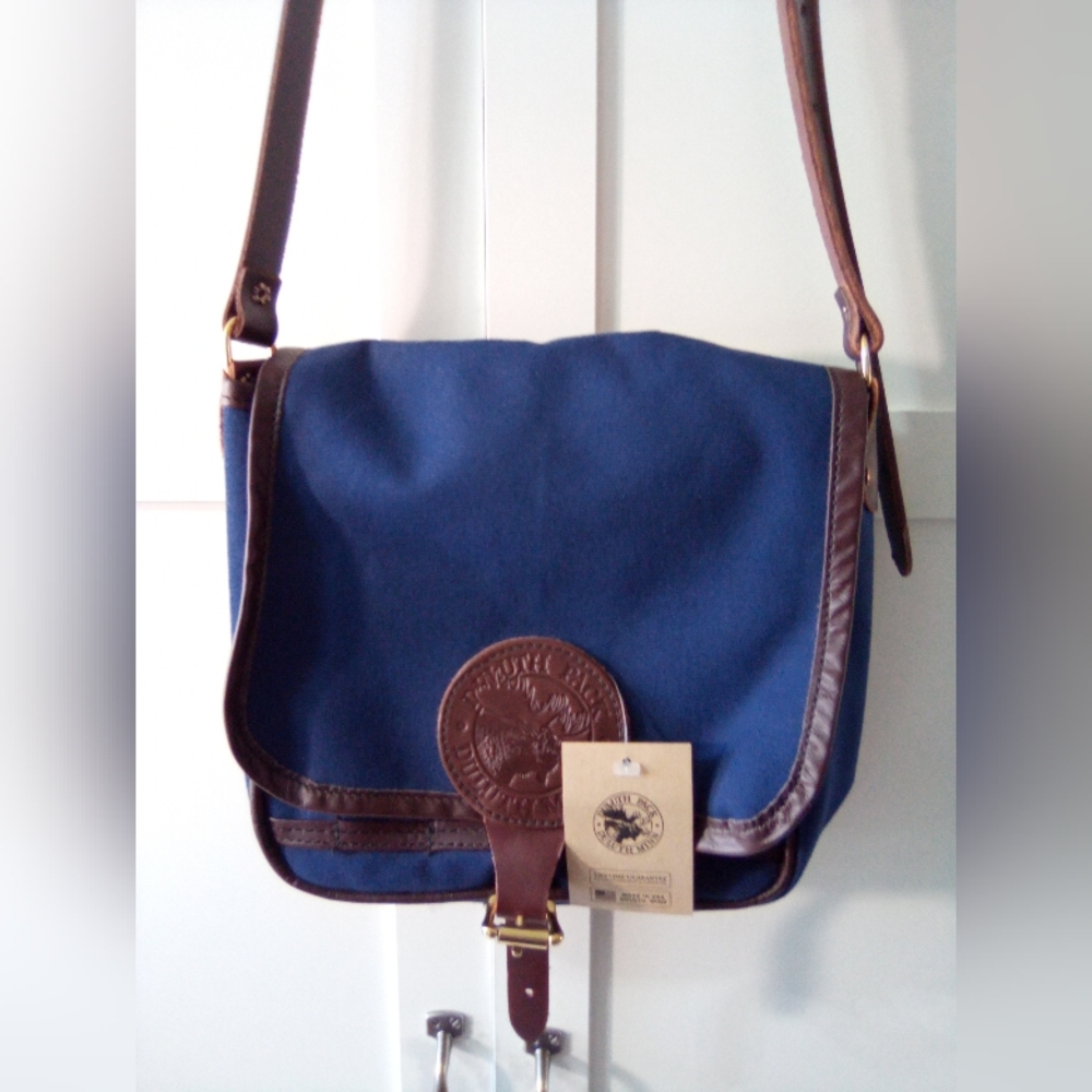 Duluth Pack Haversack Mini Crossbody Bag Purse Navy Blue Canvas With Leather NWT